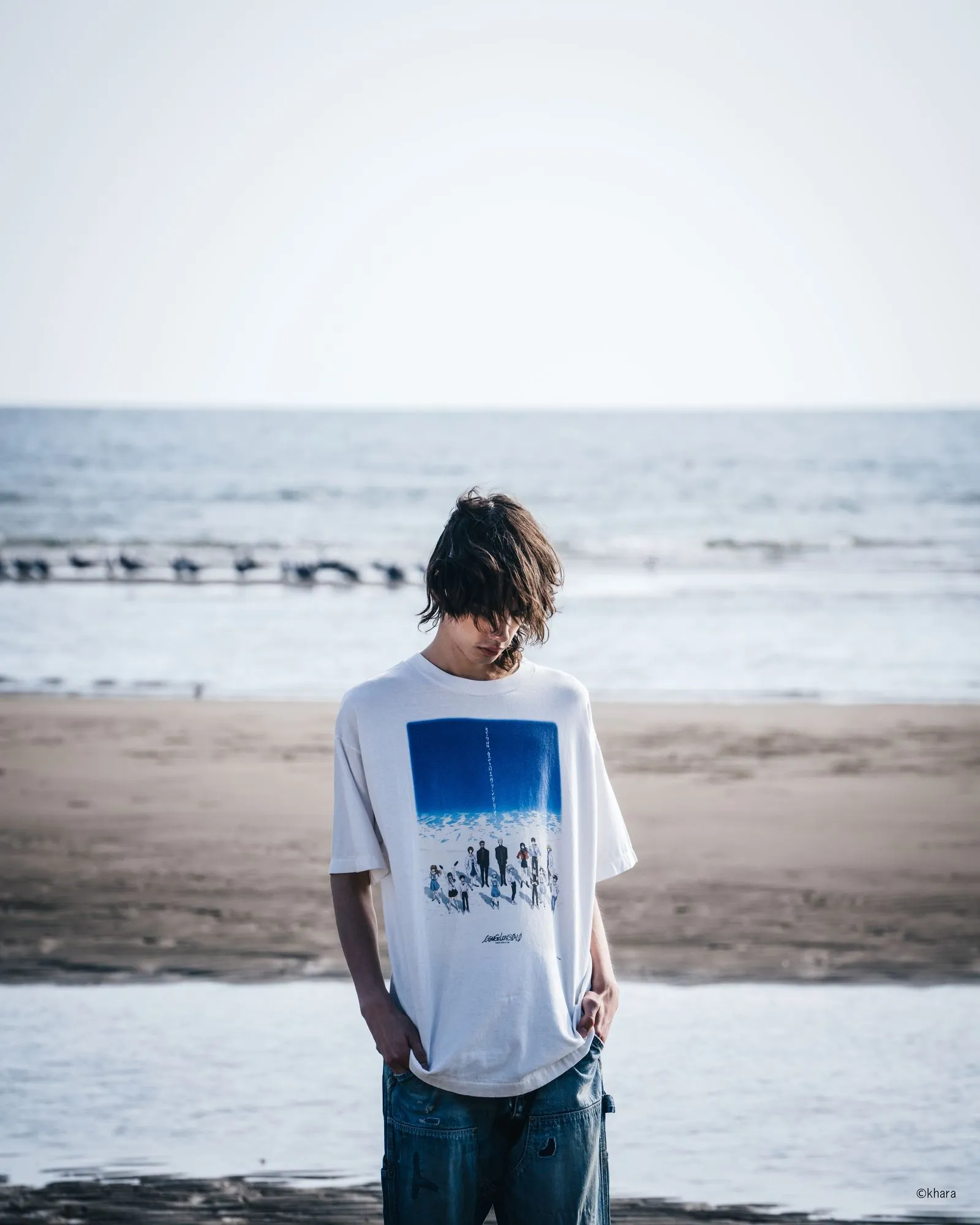 SAINT Mxxxxxx × EVENGELION × GEEKS RULE EV_SS TEE/BLUE/WHT Three-party co-branded Neon Genesis Evangelion co-branded TEE off-white S-XL Made of original OE yarn tube weaving without side seams to distinguish the width of the fabric Original consistent co-branded label/co-branded wash mark/little angel anti-counterfeiting label Top-notch printing technology Repeated pattern making, closely following the original details